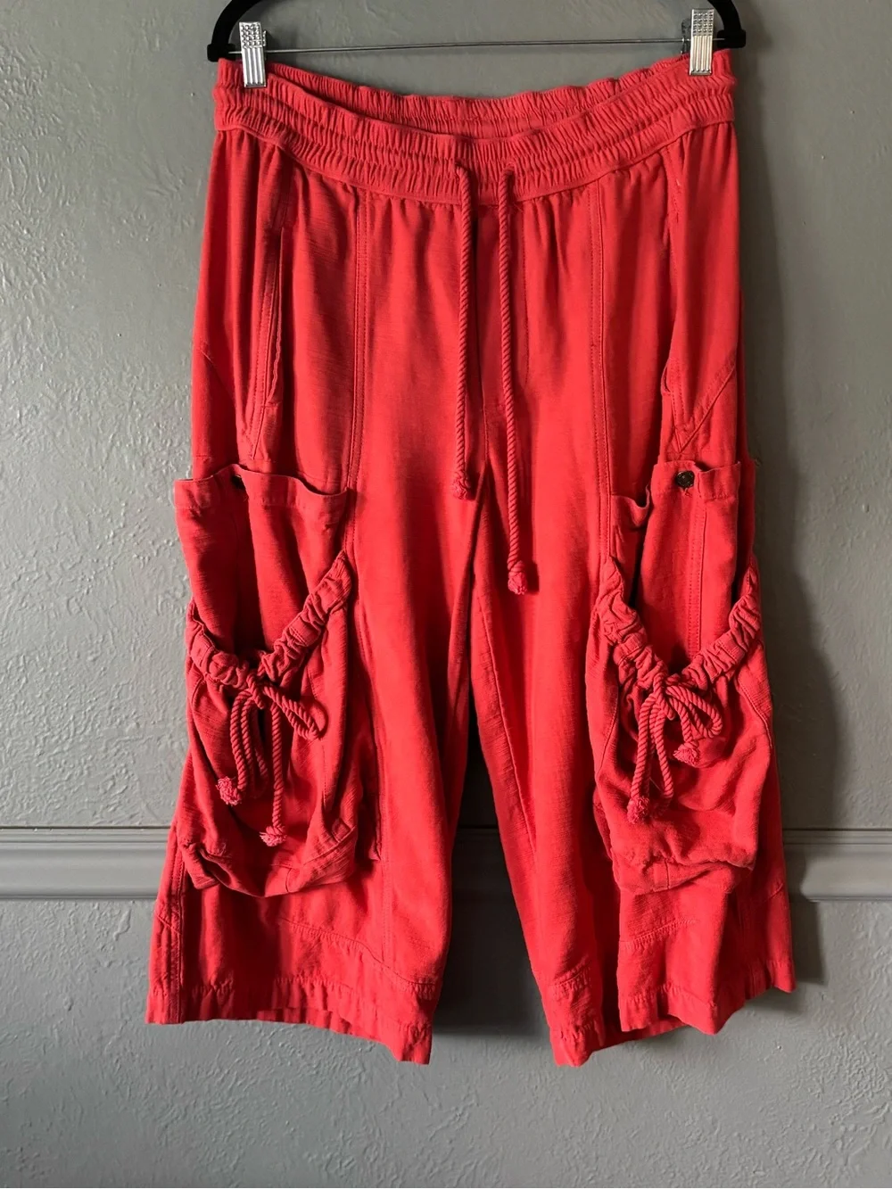 Free People Ashton Crop Pull-On Cargo Pants Red Clay Size Large